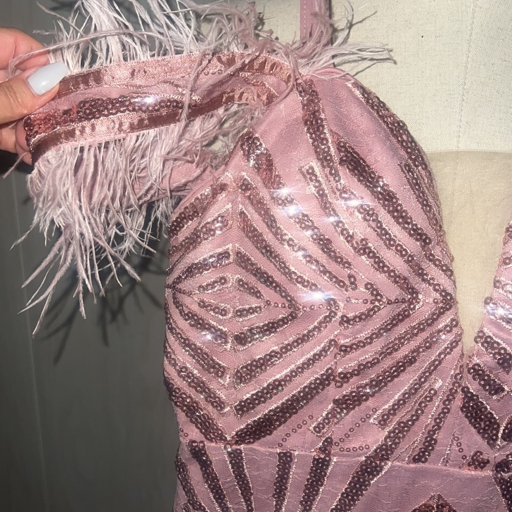 Pink sequin and lace prom dress - Picture 4 of 5